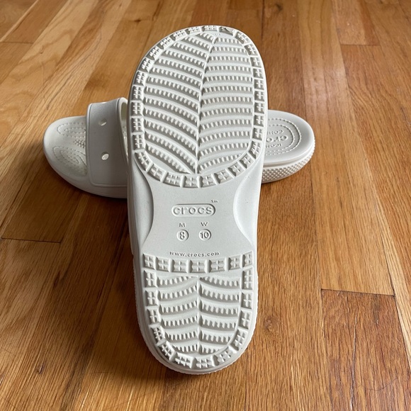 Crocs Unisex Classic Two-Strap Slide Sandals Cream Sz 10 - Picture 6 of 9